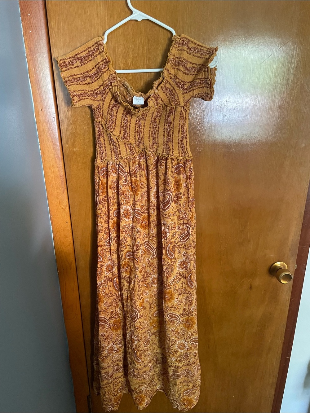 Patrons of Peace Orange Paisley Dress with smocked top